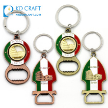 Unique design no minimum custom metal zinc alloy soft enamel italy roma souvenir bottle opener keychain